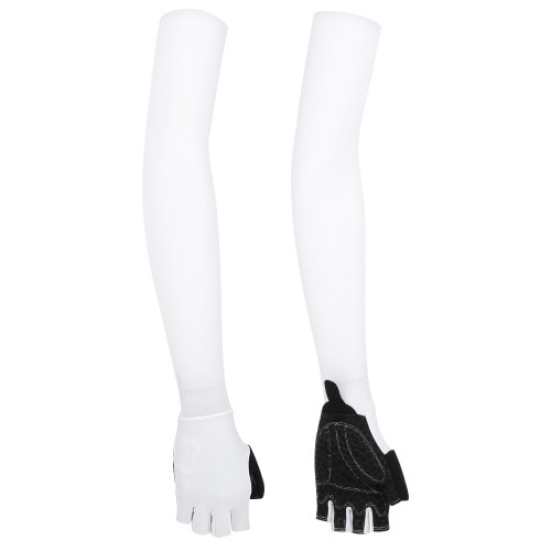 A Pair White Elastic Polyurethane Outdoor Cycling Anti Skid Sunscreen Long Gloves Sports Arm Sleeves(White XL)