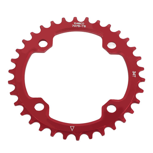 32/34/36/38T BCD 104 Mountain Bike Steel Single Crank Chain Ring Repair Parts (Red 34T)