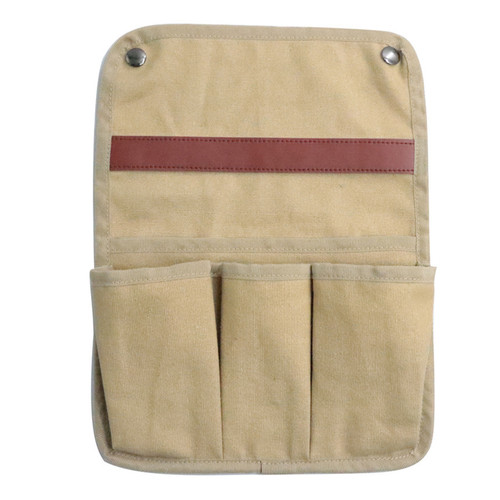 Chair Caddy Bag Hanging Bedside Organizer Storage Bag Pocket Chair Hospital Beds Camp Canvas Khaki