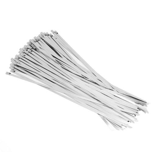 100 PCS 304 Stainless Steel Cable Tie Marine Self Locking Head Metal Cable Tie Steel Zip Ties