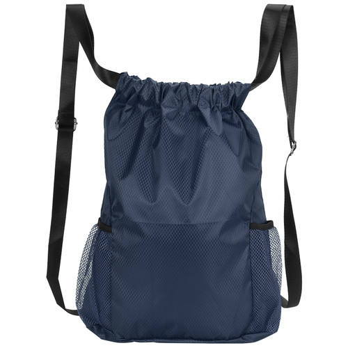 Drawstring Pocket Double Shoulder Backpack Thickened Waterproof Travel Storage BagNavy Blue