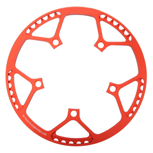 Bike Chainring 56T 130BCD Red Aluminum Alloy Lightweight Folding Bike Chainwheel with Safe Guard Plate