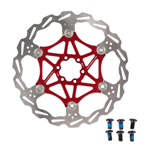 Mountain Bike Type Floating Brake Disc Bicycle Brake Pad Cycling Accessory (Red 203mm)