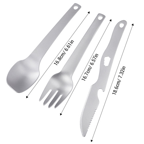 Titanium Knife Fork Spoon Cutlery Set Camping Dishware Outdoor Flatware for Hiking Camping