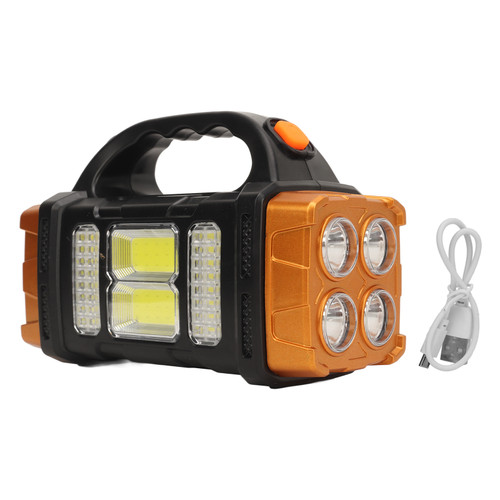 Portable Searchlight Outdoor Handheld Multi Function Solar Charging USB Flashlight for Camping Emergency Small Orange