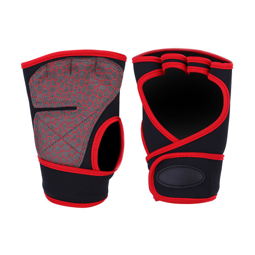 1 Pair Anti skid Sports Weight Lifting Half Finger Protection Gym Gloves (Red, L)