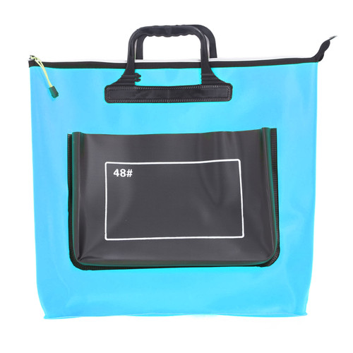 Folding Fish Bucket 48L EVA Thicken Waterproof Anti Leakage Zippered Side Pocket Design with Handles Live Fish Container for Outdoor Camping Blue