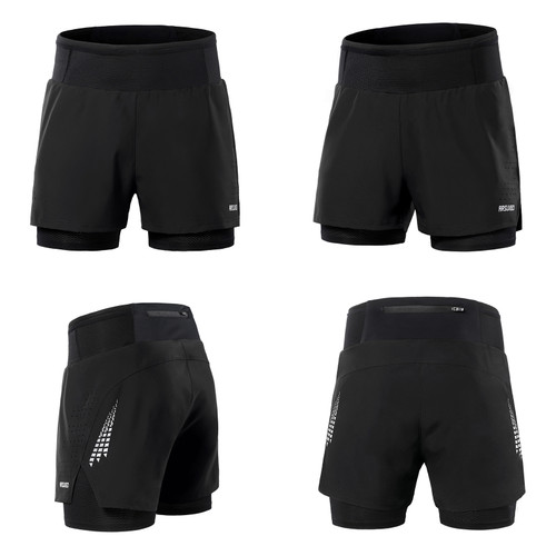 Men 2 in 1 Running Shorts High Waist Athletic Shorts Sport Shorts Workout Shorts with Pockets for Gym Jogging Tennis