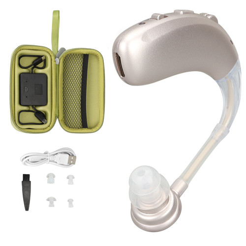 Single Sound Amplifier Earphone Rechargeable Bluetooth Sound Aid Amplifier Earbud for Movie Watching Silver