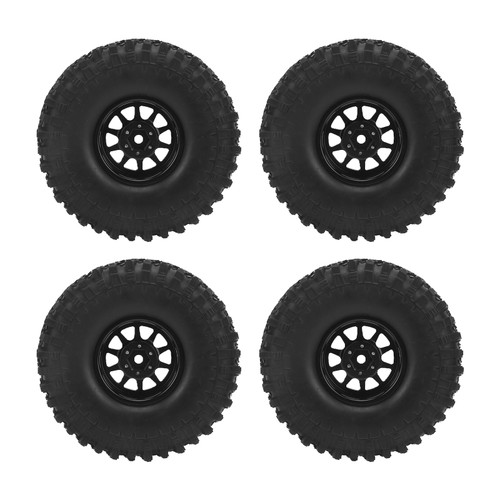 4 Pcs 1/10 RC Car Tire Wear Resistant Soft Rubber RC Crawler Wheel Hub Tire for AXIAL SCX10 90046Black