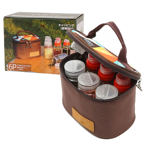 Spice Jars Set Camping Seasoning Containers Portable Spice Shaker Bottles Set with Storage Bag for Outdoor Travel Picnic Set of 6pcs