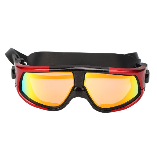 Adult Large Frame Waterproof Antifog Swimming Goggles Electroplate Plain Glass Diving Supplyred black