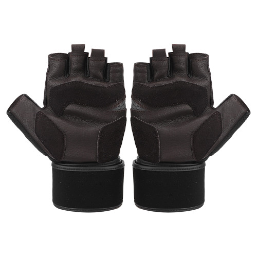 BOODUN Half Finger Gloves Deerskin Gloves with Wrist Wrap for Sports Fitness Training(M )