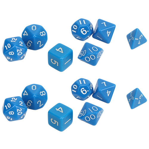 21PCS Polyhedral Dice Set Solid Color Plastic Anti Oxidation Educational Role Playing Dice for Game Blue