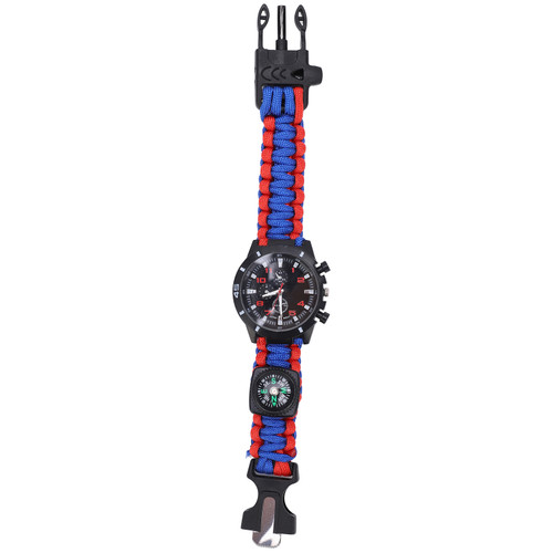 6 in 1 Survival Wrist Watch Multifunctional Outdoor Gear for Man and Women Emergency Survival(Red Blue )