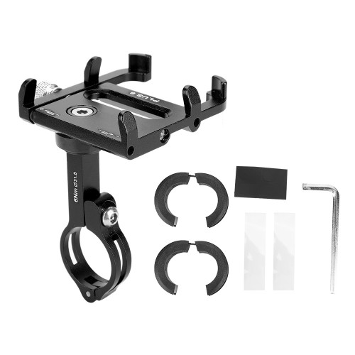 GUB PLUS 6 Road Bicycle Mountain Bike Mobile Phone Holder with 360 Degree Rotation Black