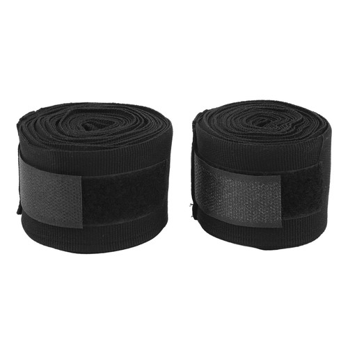 2pcs Boxing Handwraps Cotton 5m Quick Drying Semi Elastic Hook Loop Design Sports Hand Wraps for Kickboxing Muay Thai Black