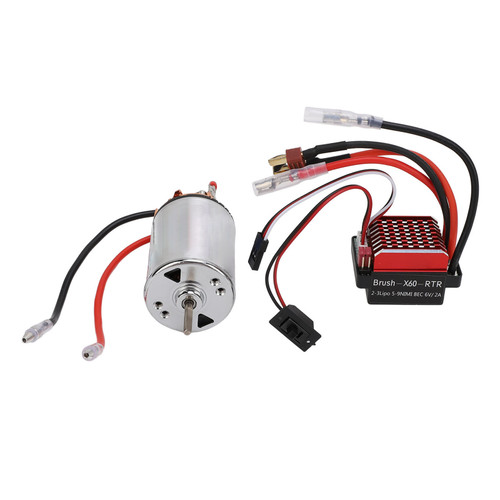 550 Brushed Motor Low Noise High Torsion High Anti Interference Bidirectional Bearing 60A Brushed with T Plug RC Car ESC for SCX10 1/10 RC Crawler 11T 22000 Rpm