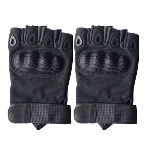 2PCS Half Finger Hard Knuckle Gloves Breathable Wear Resistant Combat Gloves for Hiking L 21‑22cm / 8.3‑8.7in
