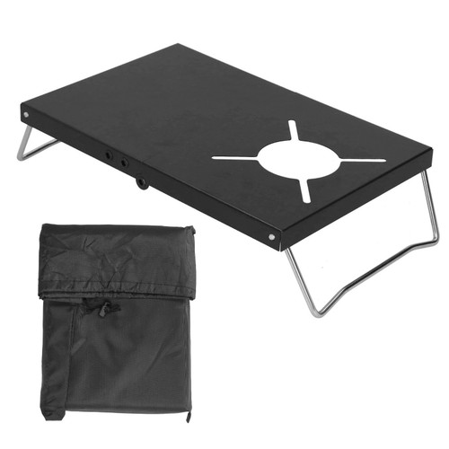 Outdoor Windproof Stove Stand Stainless Steel Camping Stove Foldable Holder TableBlack