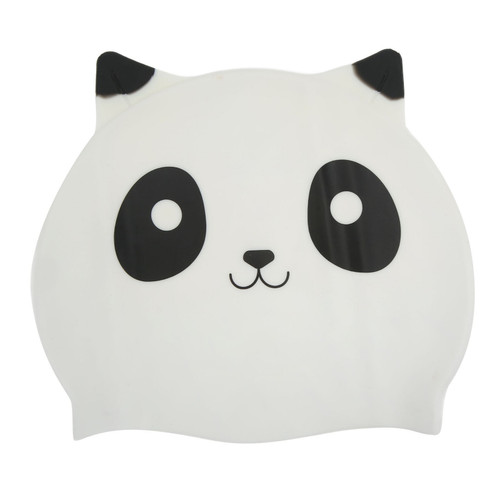 Cartoon Animal Kids Silicone Swimming Cap 3D Ear Protection Swim Cap for Short Long Hair Boys GirlsWhite Panda