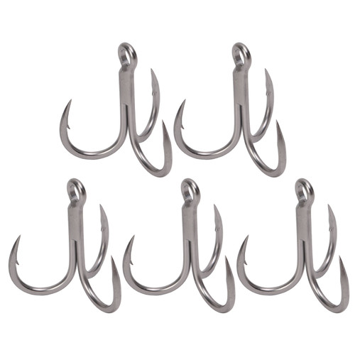 5Pcs Treble Hooks High Carbon Steel Rust Resistant Triple Barbed Hook Fishing Equipment Accessories 5/0