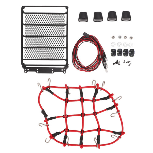 RC Roof Rack High Simulation Lightweight RC Car Luggage Rack with LED Lights for 1/10 1/12 1/14 RC Car Rhombus Shape Lamp