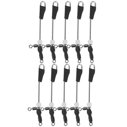 10 pcs Alloy Copper Fishing Connectors Bearing Rolling Swivel with Luminous Beads Fish Tackle Accessories(blacksilver )