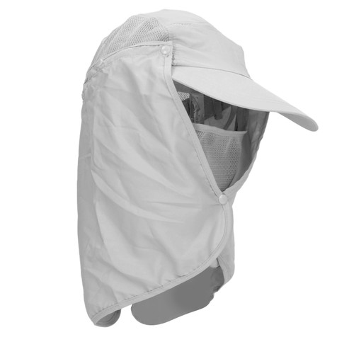 Outdoor Sunscreen Hat Ventilate Adjustable Removable Sun Protection Wide Brim Hat for Fishing Mountaineering Jungle Light Gray