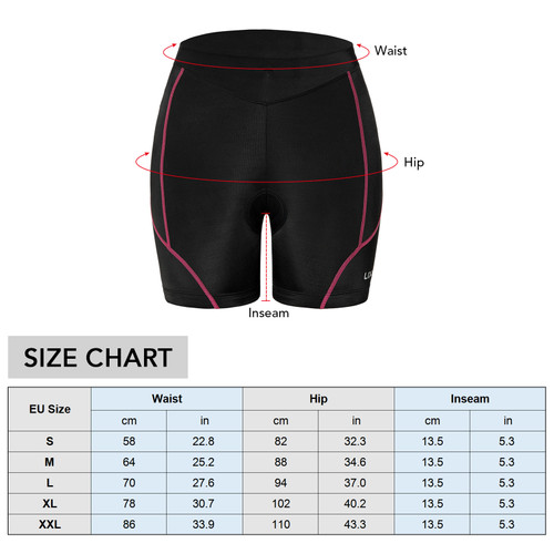 Lixada Women Bike Padded Shorts Cycle 3D Padded Underwear Bicycle Padding Riding Shorts Biking Underwear Shorts