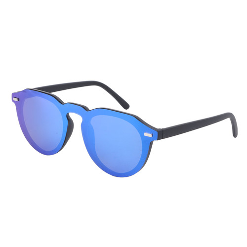 Round Polarized Sunglasses Lightweight Round Frame Polarized Lens Trendy Sunglasses Black Frame Ice Blue Lens