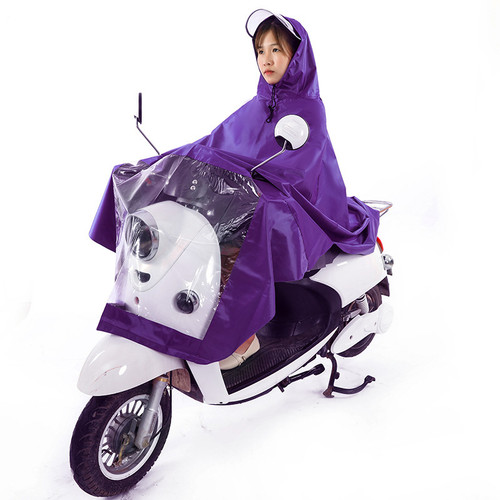 Rain Ponchos Portable Thickening Widening Long Waterproof Full Body Adult Electric Vehicle Motorcycle Raincoat Purple