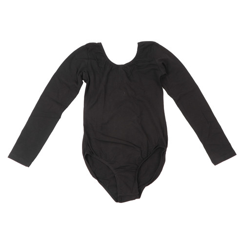 Girls Long Sleeve Leotard Black Elastic Soft Breathable Girls Dancing Outfit Ballet Bodysuit
