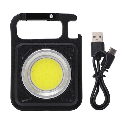 Mini Keychain Light Type C Rechargeable Portable Pocket Light Small Camping Flashlight Multifunctional Black
