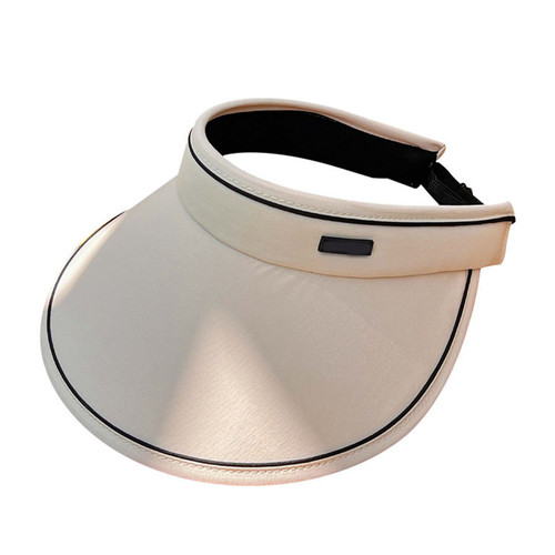 Sun Visor Hat Polyester Fiber UV Protection Breathable Comfortable Wide Brim Adjustable Sun Caps for Women Beige