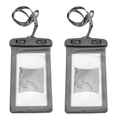 2Pcs Waterproof Phone Pouch Large Phone Holder Bag Support Touch Screen for Water ActivitiesBlack