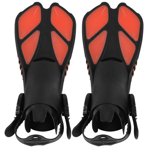 1 Pair Adjustable Snorkeling Fins TPR Open Heel Long Diving Flippers for SwimmingM