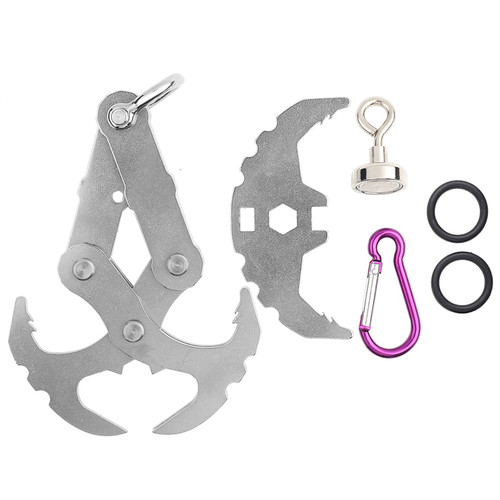 Outdoor Stainless Steel Multi Function Tool Folding Grappling Hook Climbing EDC Tackle (L)