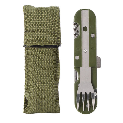 Outdoor Folding 5 in 1 Tableware Set Multipurpose Fork Knife Spoon Bottle Opener Picnic Set