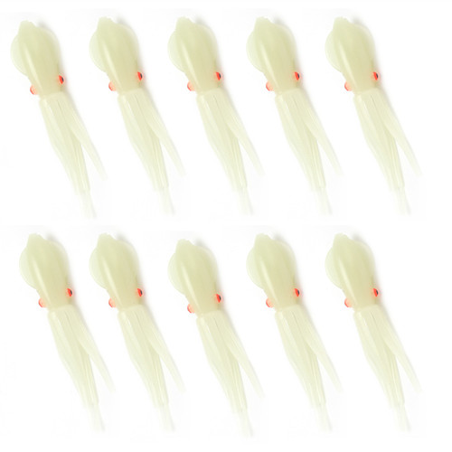 10Pcs Squid Fishing Lures Durable Sturdy Glowing Luminous Lifelike Soft Silicone Squid Bait13cm