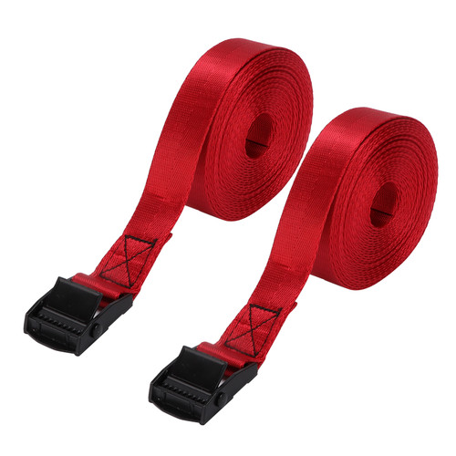 2pcs Tie Down Strap Black Zinc Alloy Press Buckle Bandage 25mm Binding Red Wine Rope5 Meter