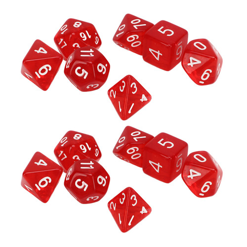 14Pcs Polyhedral Dice Set Waterproof Portable Funny Table Game Polyhedral Dice for Board Games Educational Red
