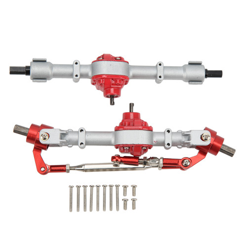 RC Car Metal Front Rear Axle Set for MN D90 D91 99S FJ45 1/12 RC Car Upgrade PartsSilver Red