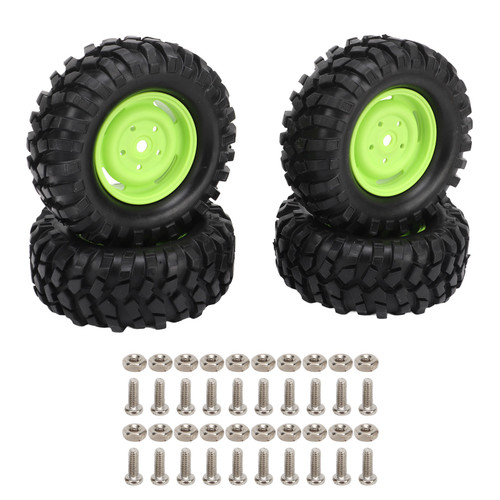 4PCS RC Wheel Tires Rubber Tyre Replacement for Climbing Vehicle Off Road Car 96MM Diameter Green