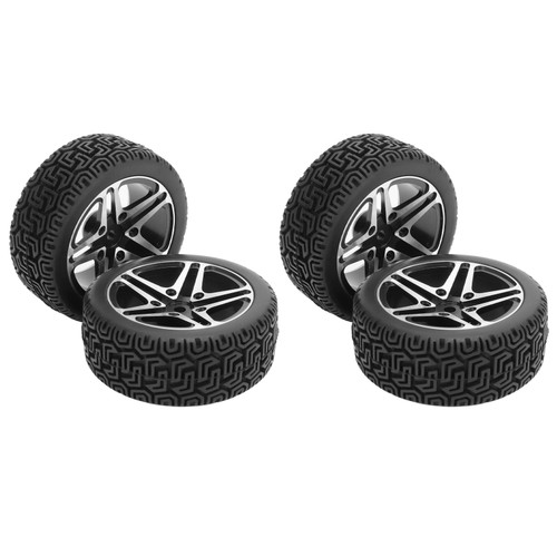 4Pcs RC Wheels and Tires Set Aluminum Wheelhub Rubber Tire for HSP 94122 94123 TT01 WF06 1/10 RC Car Crawler Black