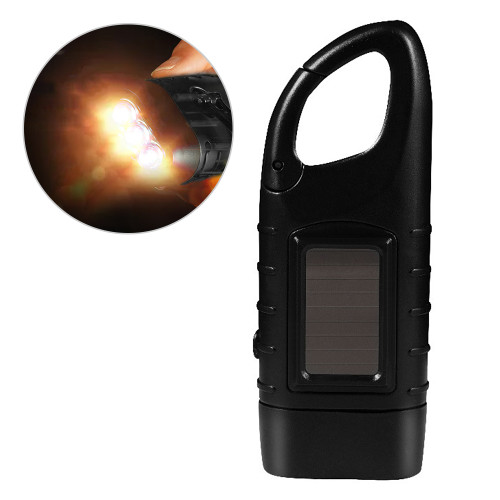 Hand Crank Photovoltaic Rechargeable Flashlight LED Emergency Dynamo Torch Flashlight with Clip for Camping Outdoor Climbing Backpack Hiking