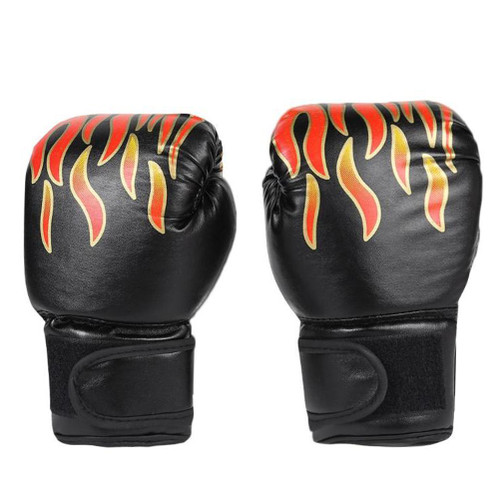 1 Pair Kids Children Boxing Gloves Adjustable Professional Mesh Breathable PU Leather Flame Gloves Boxing Training Gloves