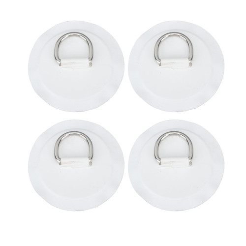 4PCS D Ring Patch PVC Round Shape Strong Stainless Steel D Ring Pad for Boat Raft Paddle Board White