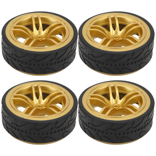 1/10 Racing RC Car Wheel Plastic Wheel Hub with Grooved Rubber RC Car Spare AccessoryGold