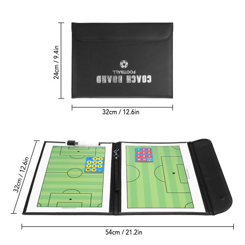 Foldable Football Soccer Magnetic Tactic Board Coaching Strategy Board with Marker Pieces and 2-in-1 Pen